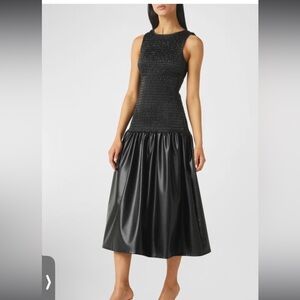 MISA Faux-Leather Drop-Waist Dress